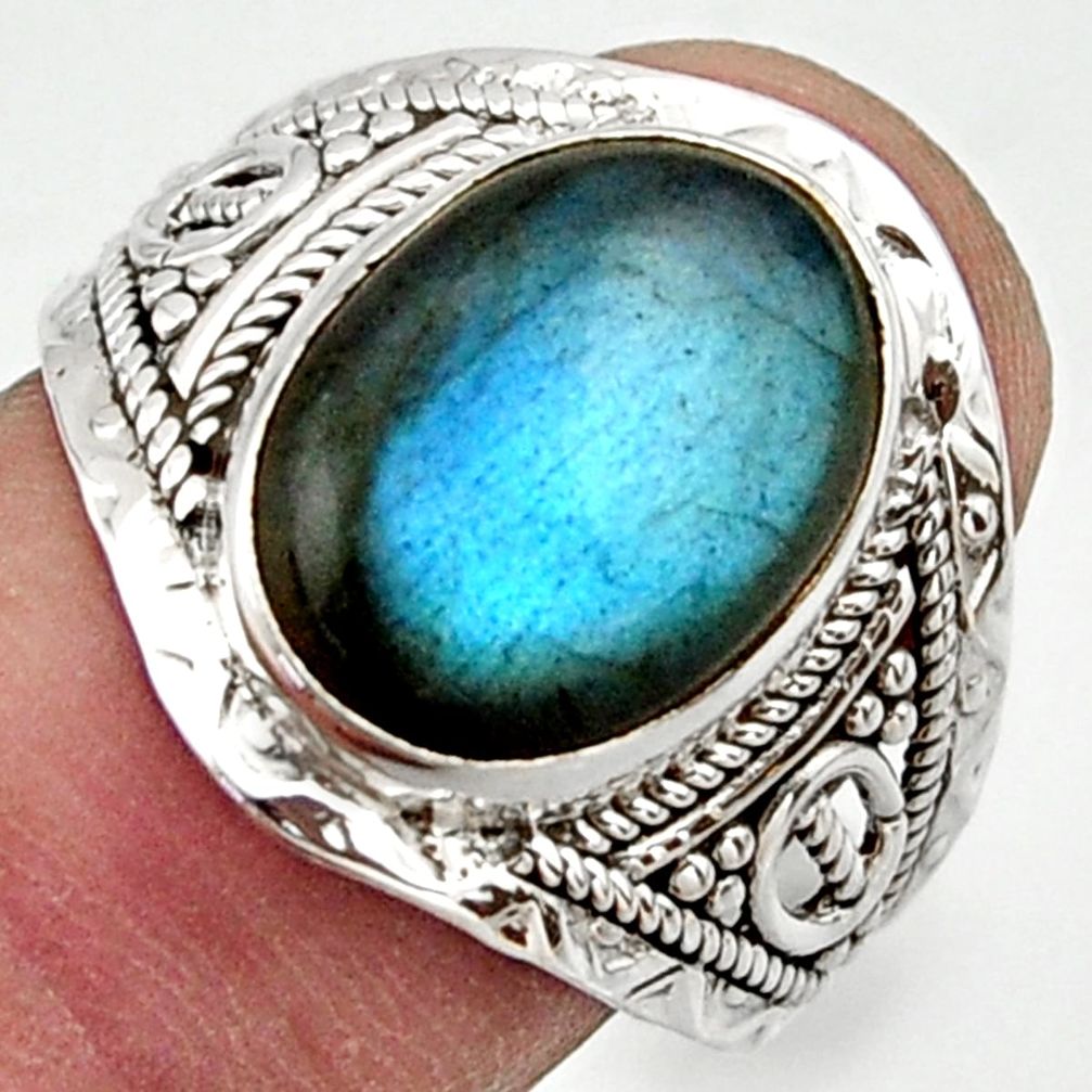 6.70cts natural blue labradorite 925 sterling silver ring jewelry size 9 r42816