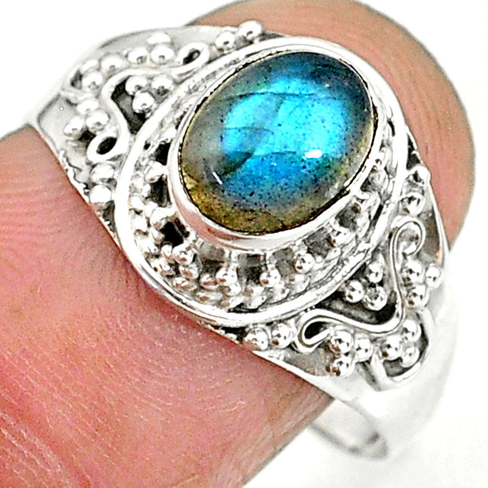 2.20cts natural blue labradorite 925 sterling silver ring jewelry size 9 r90261