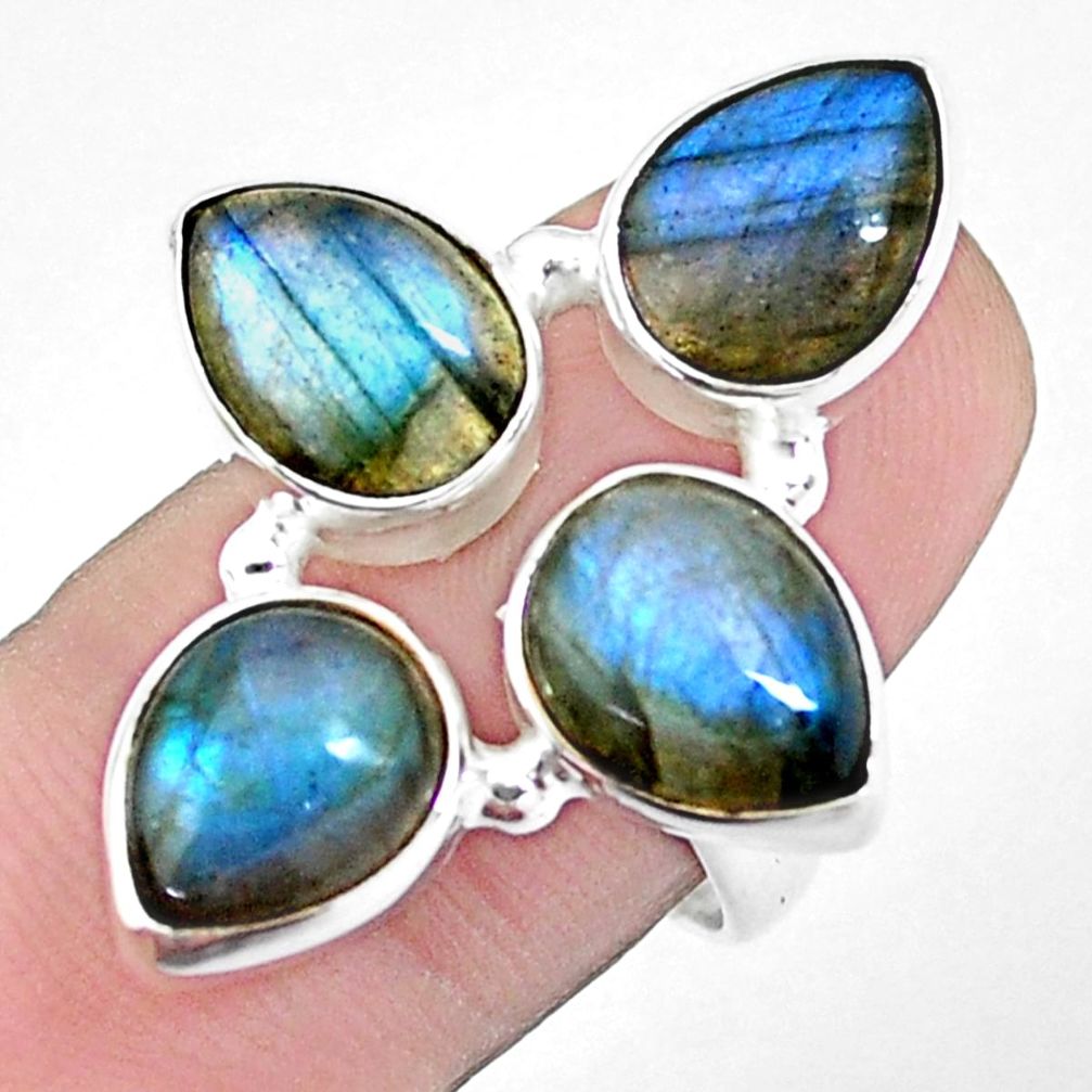 14.61cts natural blue labradorite 925 sterling silver ring size 7.5 p25830