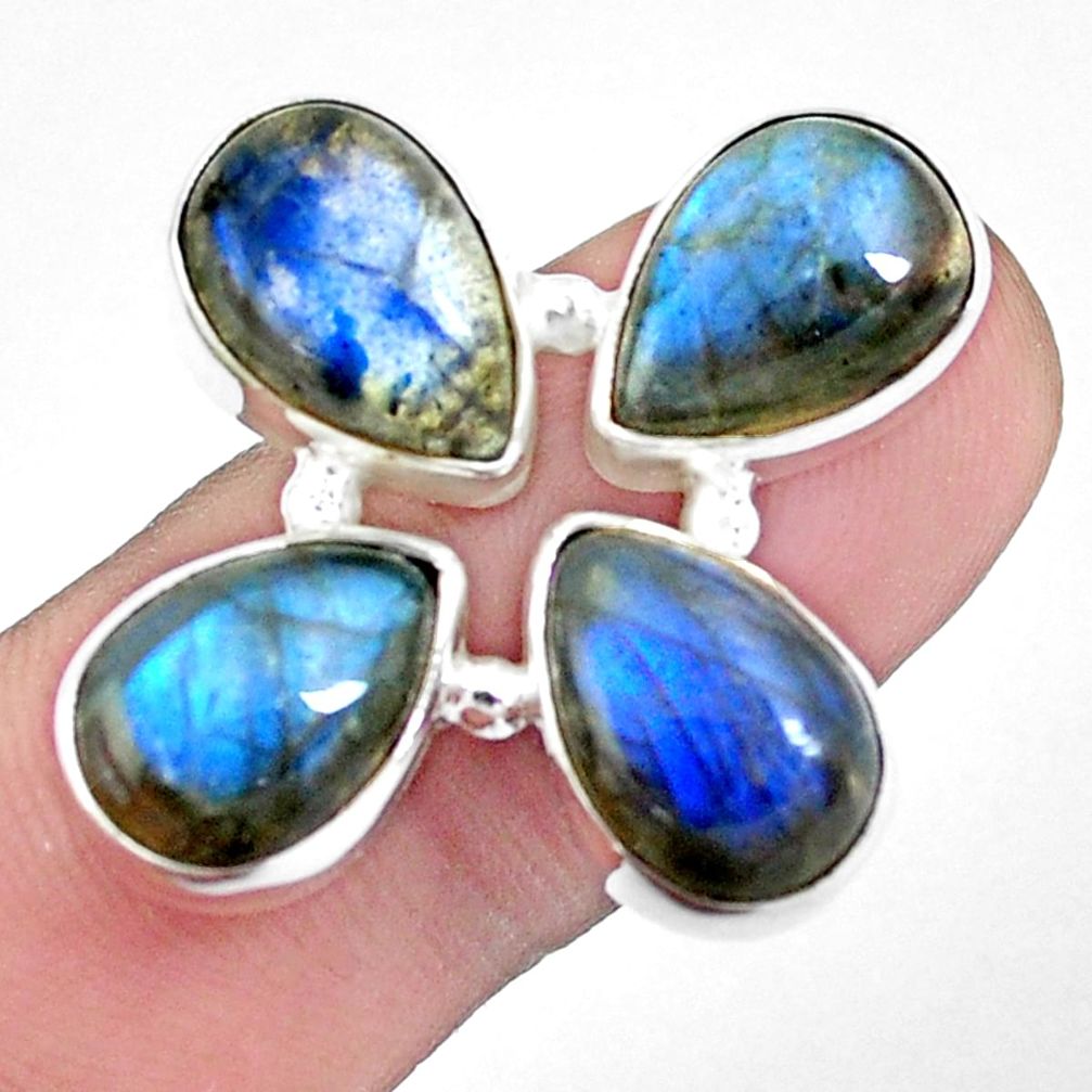 15.64cts natural blue labradorite 925 sterling silver ring size 7.5 p25833