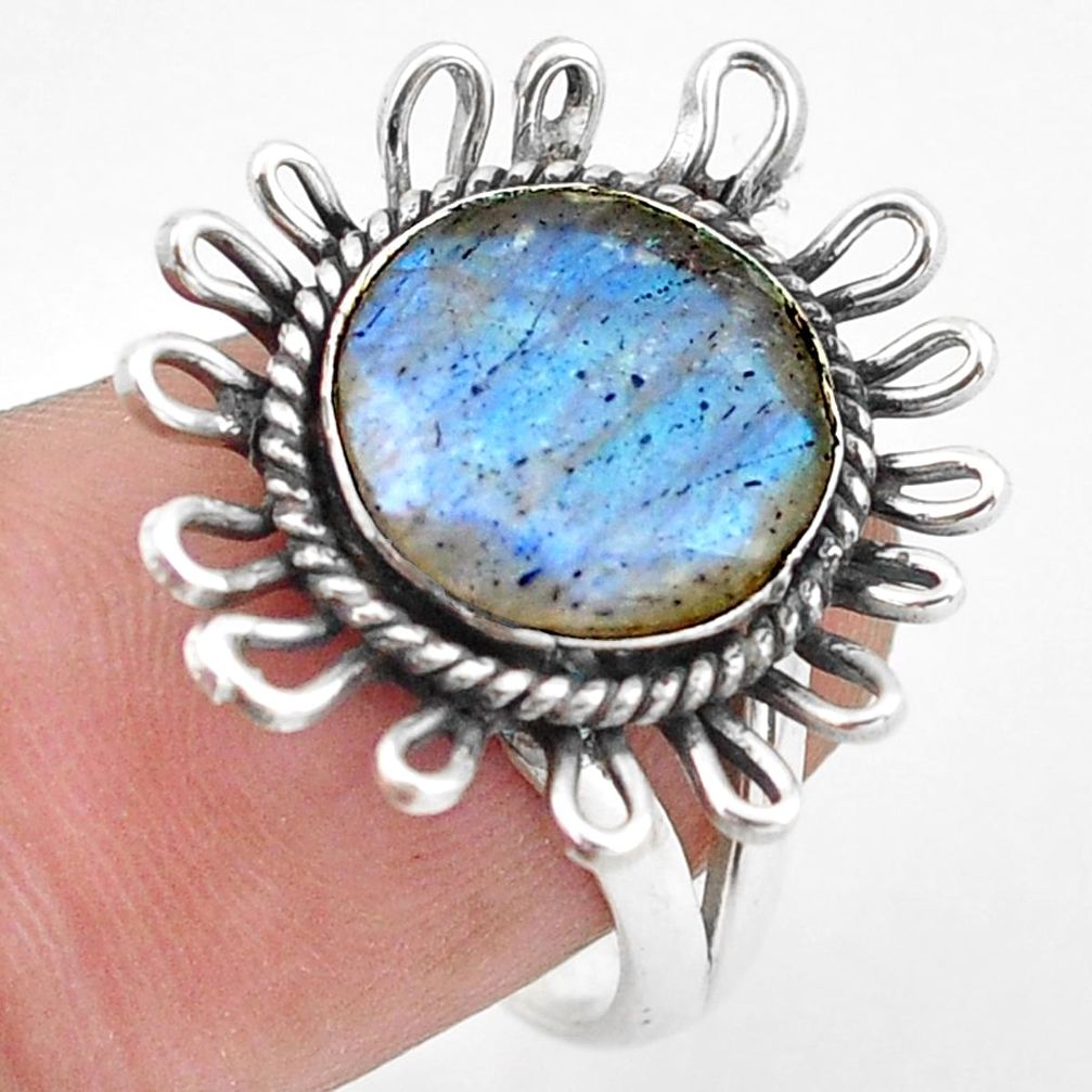 5.11cts natural blue labradorite 925 sterling silver ring size 7.5 p74259