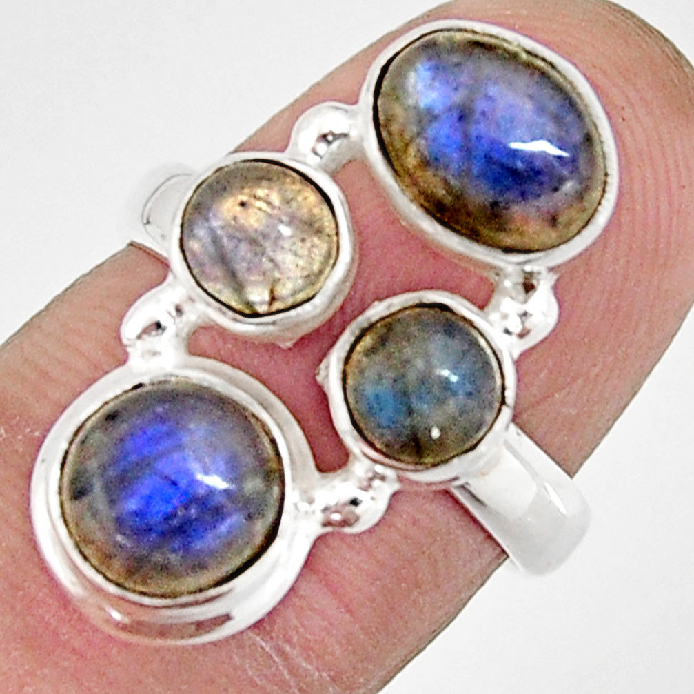 5.97cts natural blue labradorite 925 sterling silver ring size 6.5 r21148