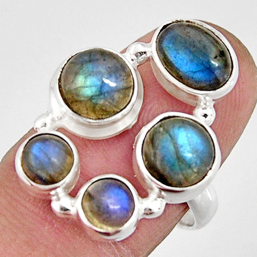 6.96cts natural blue labradorite 925 sterling silver ring size 7.5 r21149