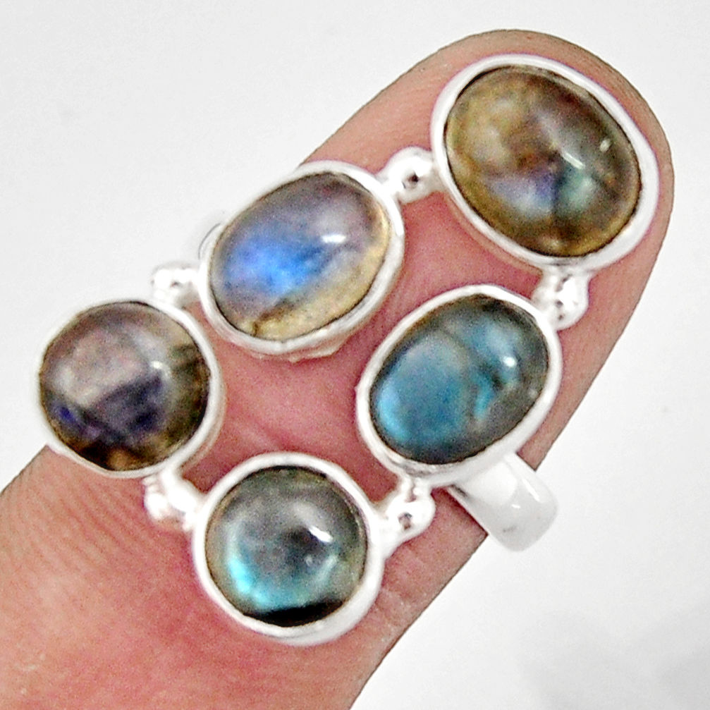 10.89cts natural blue labradorite 925 sterling silver ring size 7.5 r21152