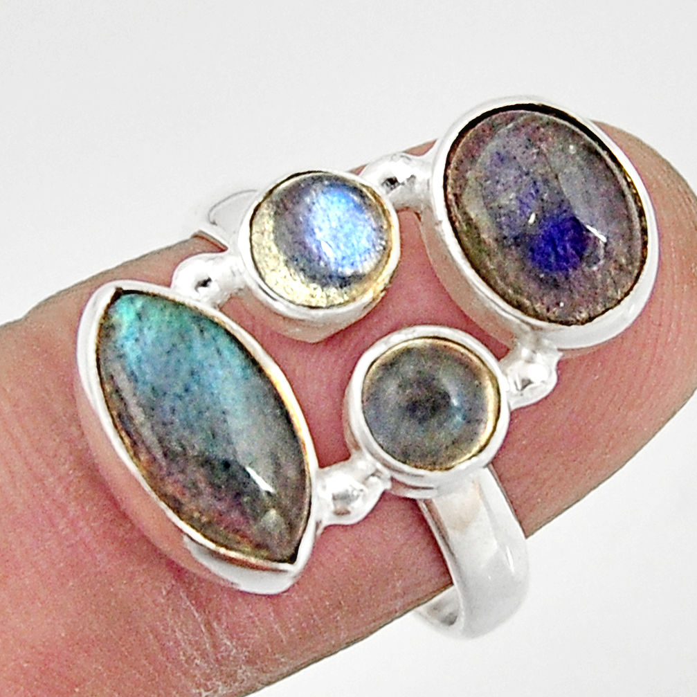10.57cts natural blue labradorite 925 sterling silver ring size 7.5 r21187