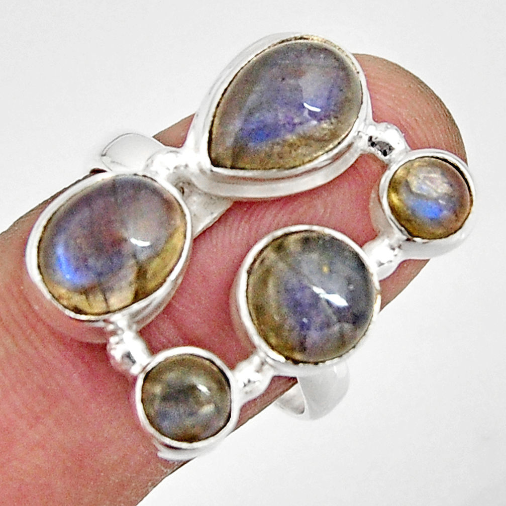 9.88cts natural blue labradorite 925 sterling silver ring size 7.5 r21198