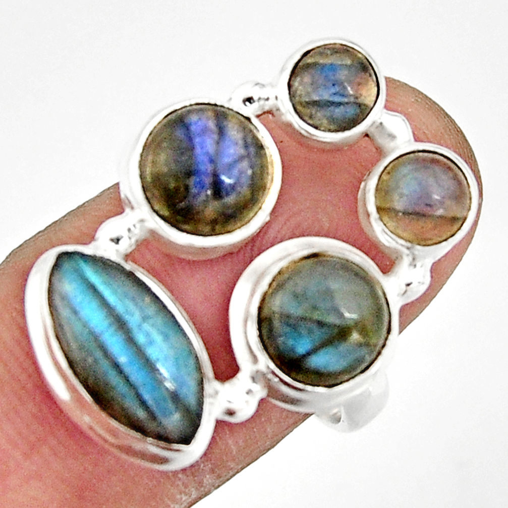 10.89cts natural blue labradorite 925 sterling silver ring size 8.5 r21199