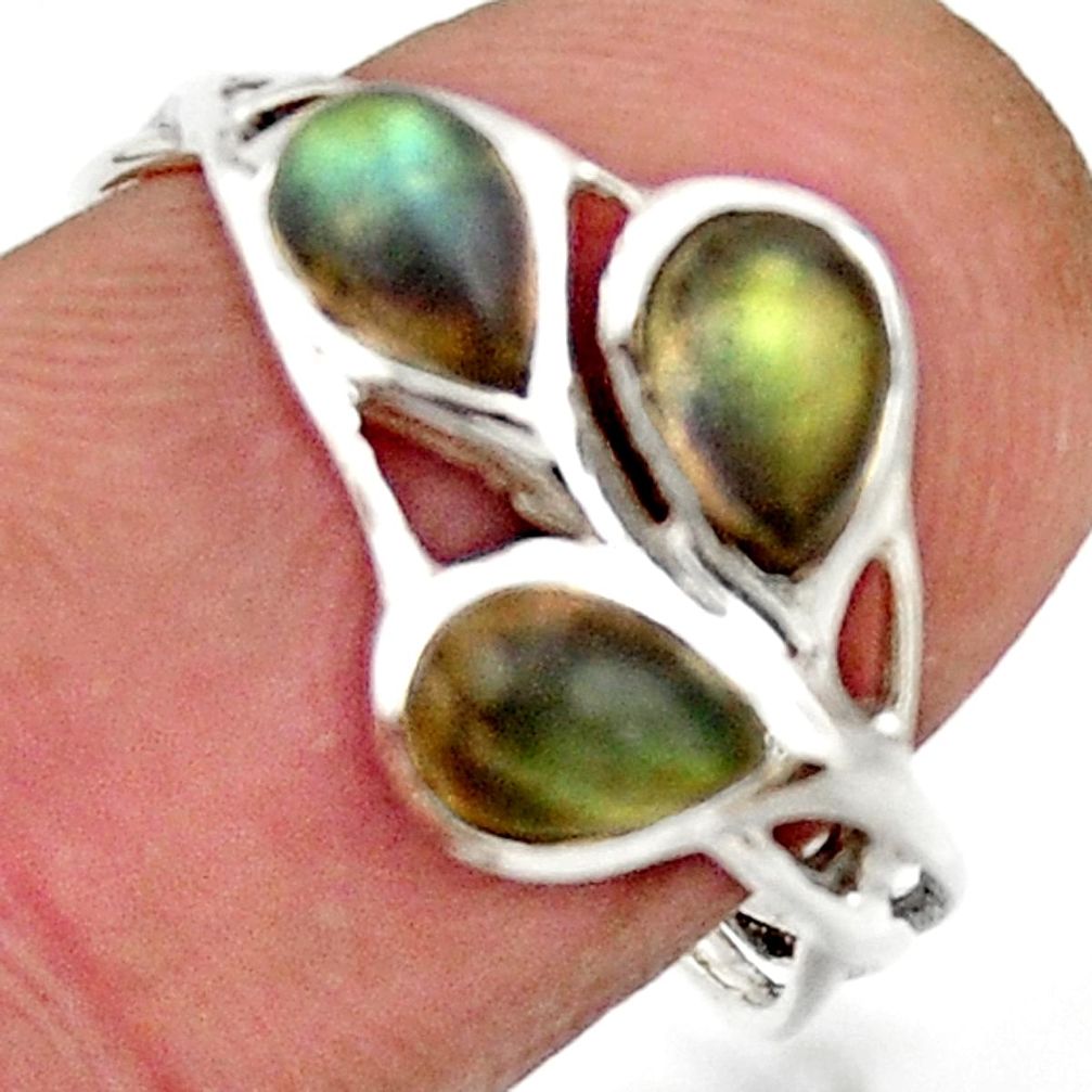 2.98cts natural blue labradorite 925 sterling silver ring size 7.5 r25879
