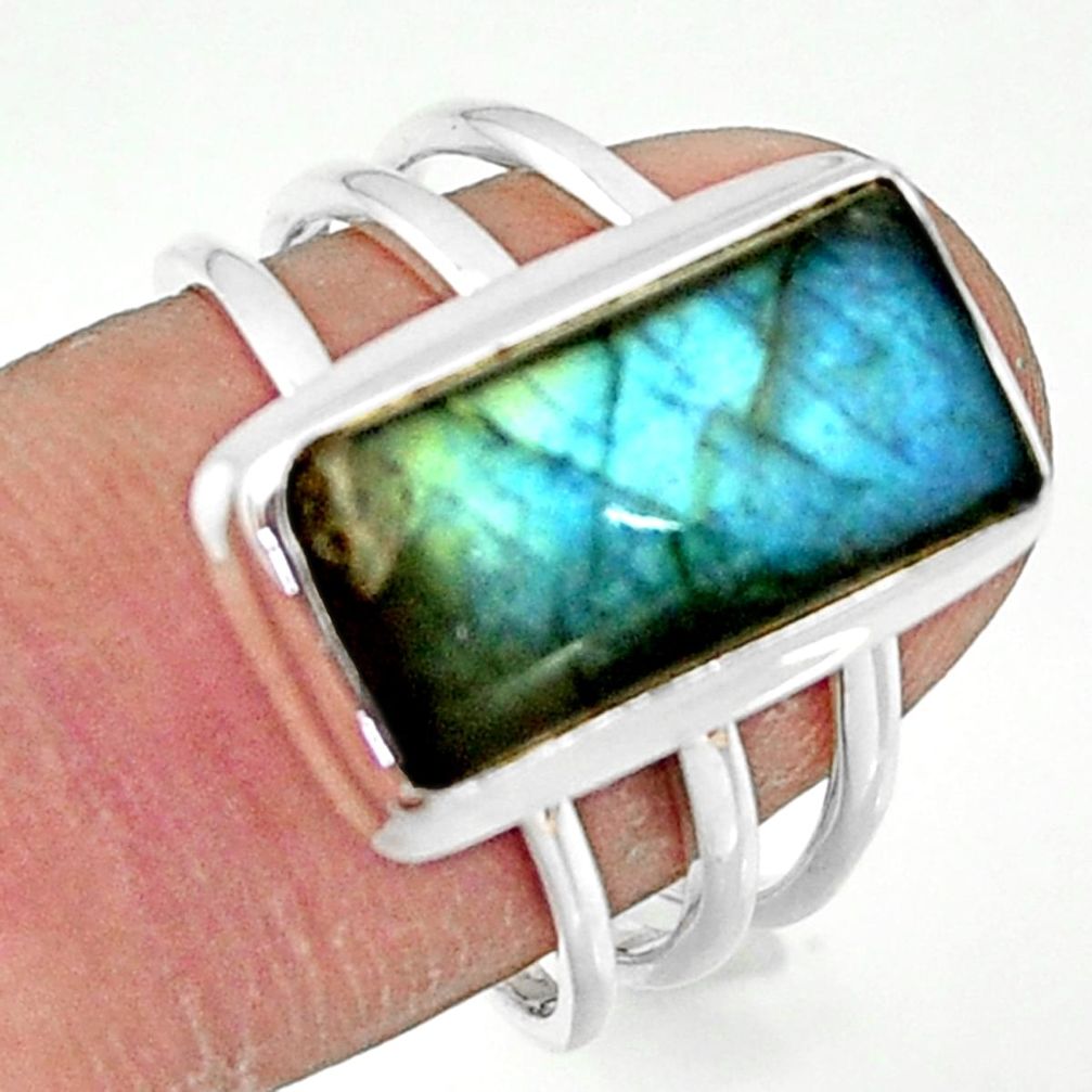 6.71cts natural blue labradorite 925 sterling silver ring size 7.5 r42090