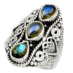 4.64cts natural blue labradorite 925 sterling silver ring size 8.5 r42475