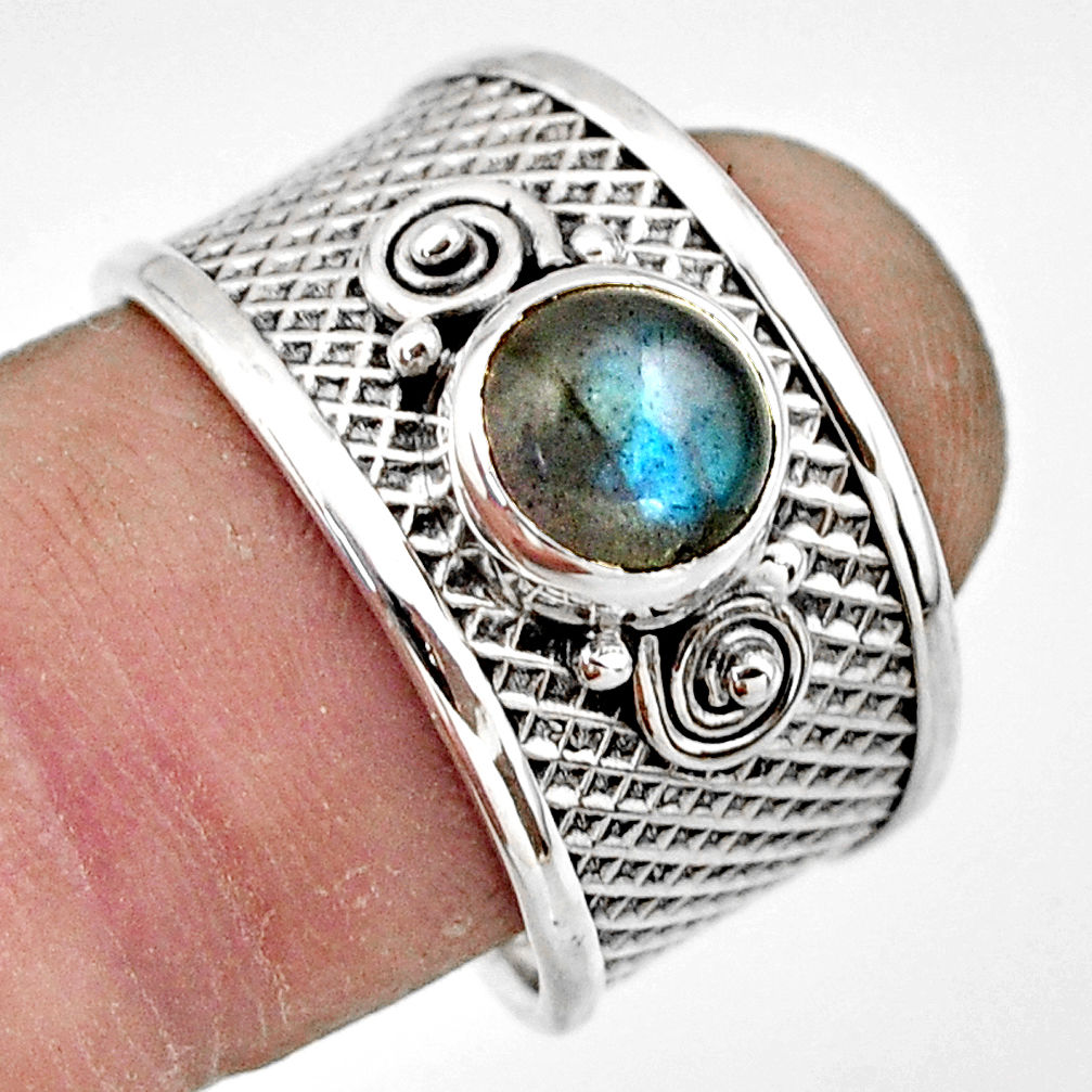 2.08cts natural blue labradorite 925 sterling silver ring size 8.5 r44271