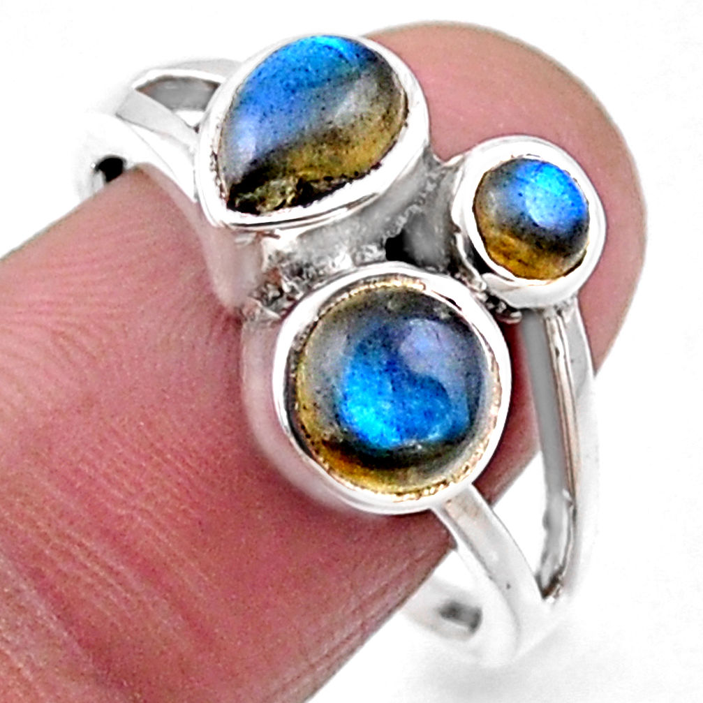 4.06cts natural blue labradorite 925 sterling silver ring size 9.5 r54519