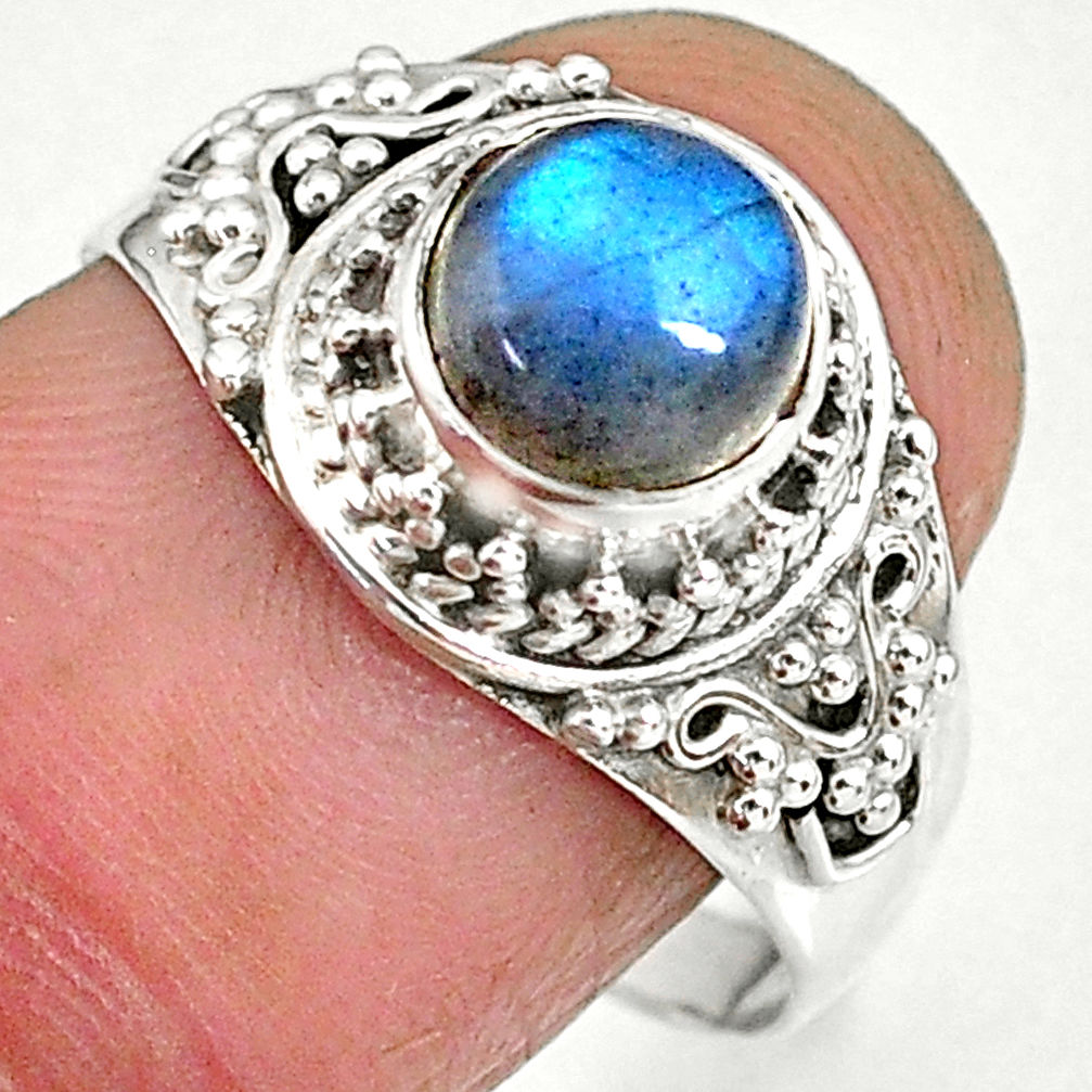 2.58cts natural blue labradorite 925 sterling silver ring size 8.5 r90282