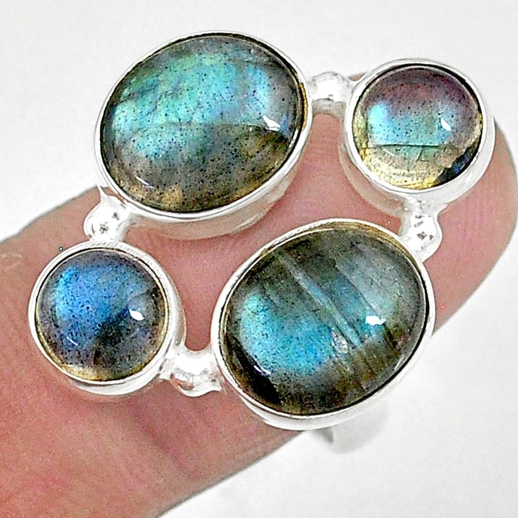 13.41cts natural blue labradorite 925 sterling silver ring size 7.5 t10399