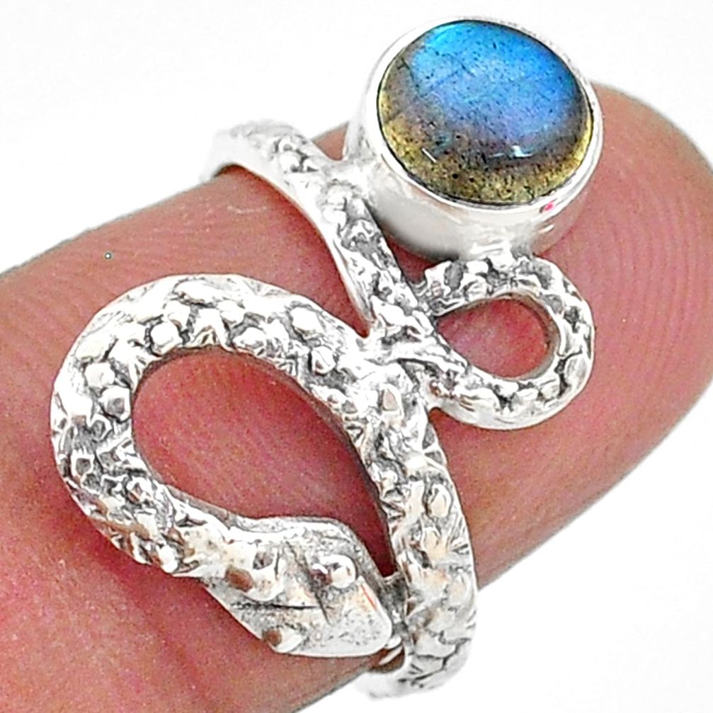 2.58cts natural blue labradorite 925 sterling silver snake ring size 6 t11098