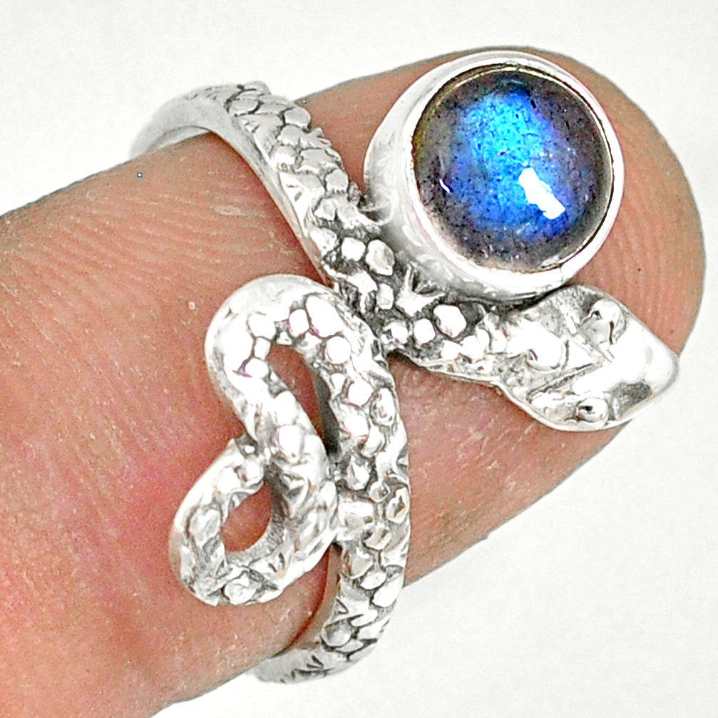 2.53cts natural blue labradorite 925 sterling silver snake ring size 7 r78613