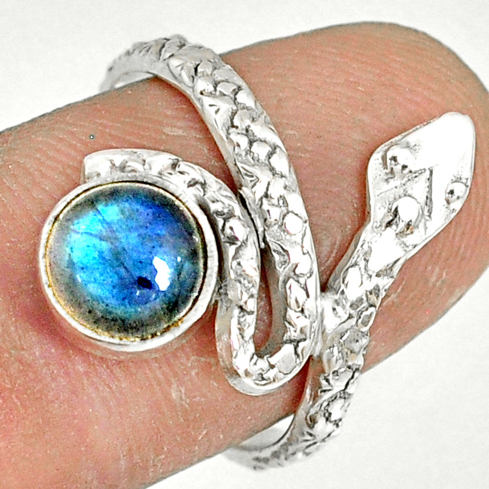 2.53cts natural blue labradorite 925 sterling silver snake ring size 7 r78637