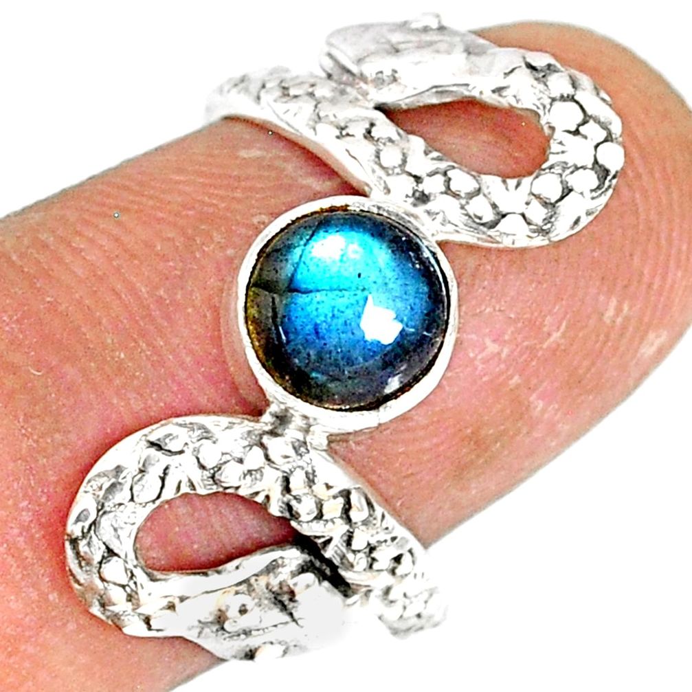 2.56cts natural blue labradorite 925 sterling silver snake ring size 8 r78733