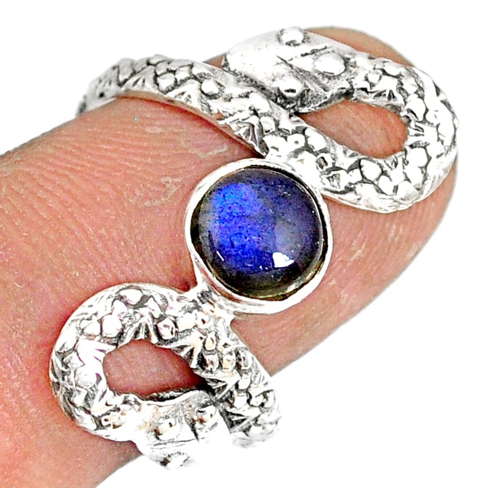 2.56cts natural blue labradorite 925 sterling silver snake ring size 8 r78735