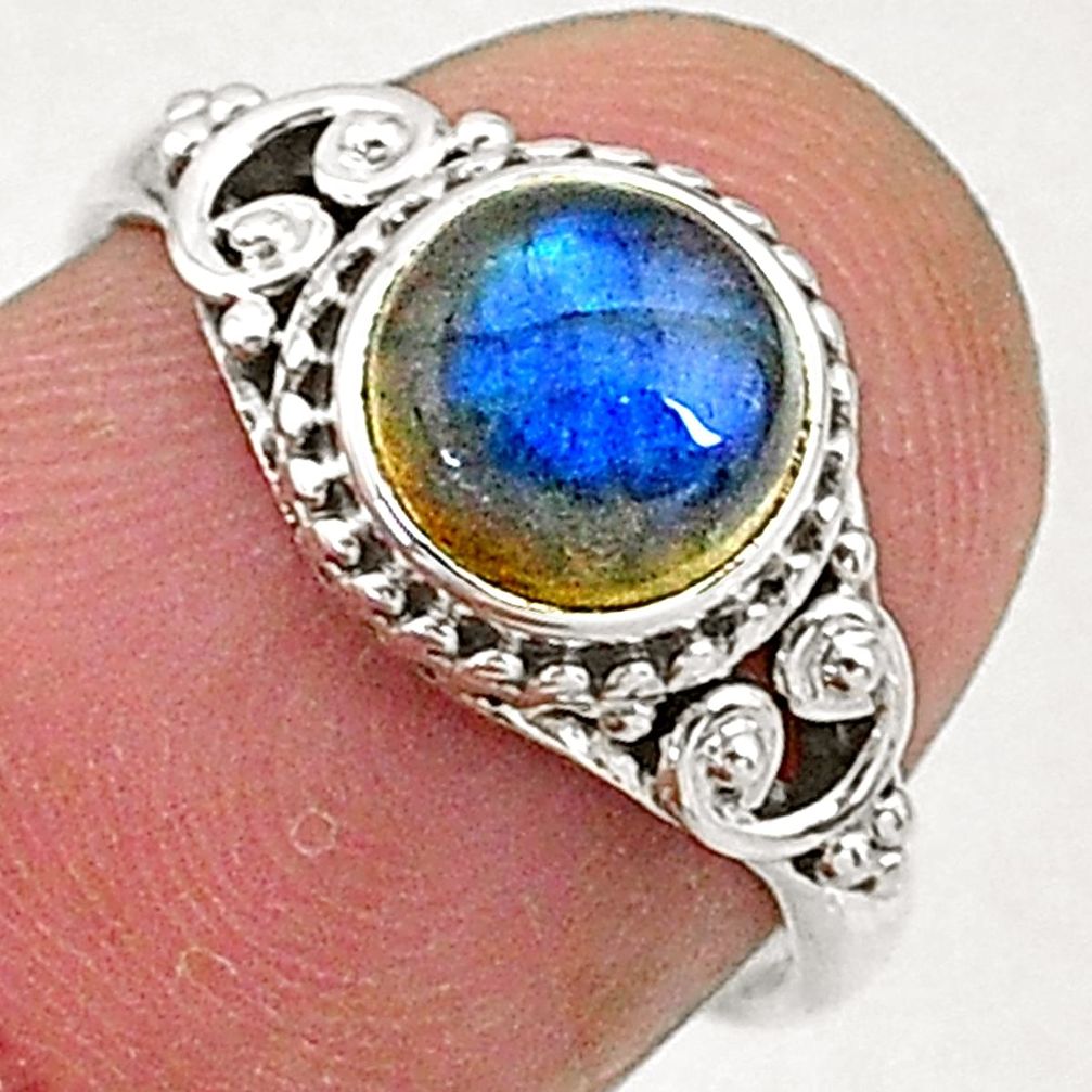 2.54cts natural blue labradorite 925 sterling silver solitaire ring size 6 t5093