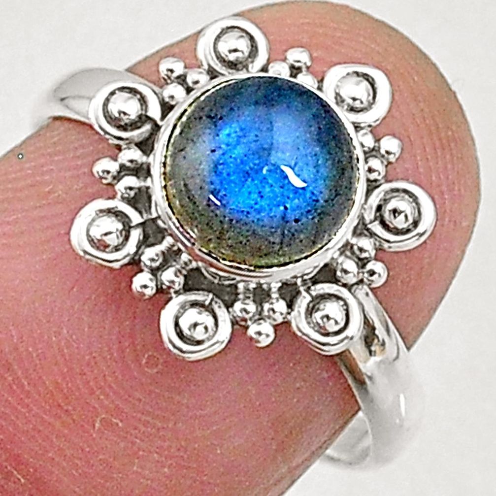 2.35cts natural blue labradorite 925 sterling silver solitaire ring size 7 t5094