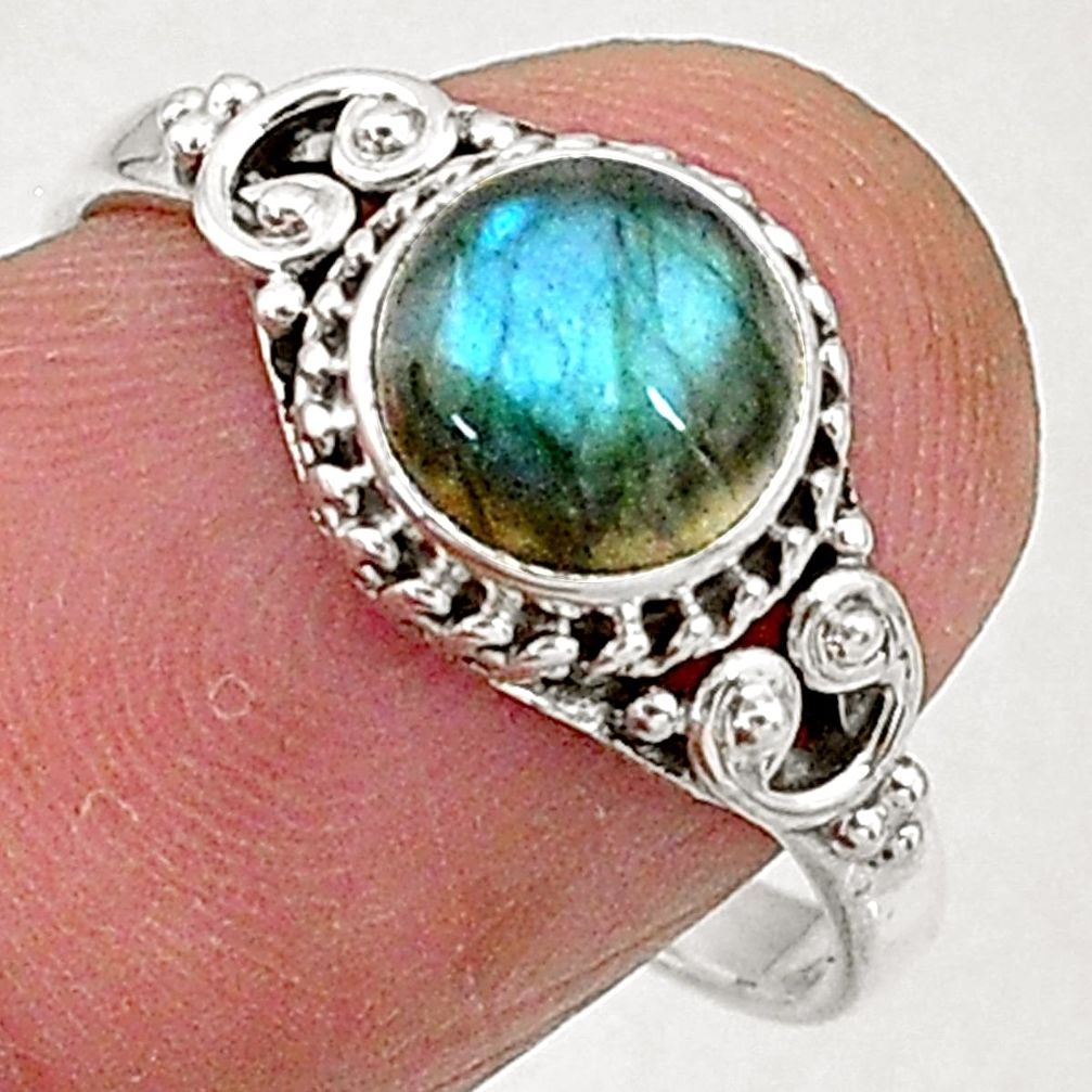 2.41cts natural blue labradorite 925 sterling silver solitaire ring size 8 t5085
