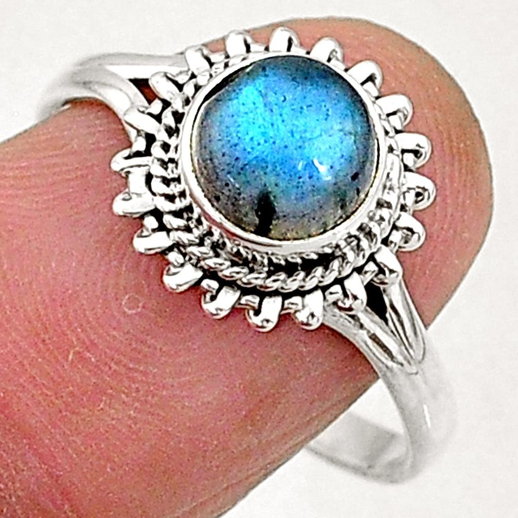 2.45cts natural blue labradorite 925 sterling silver solitaire ring size 9 t5087