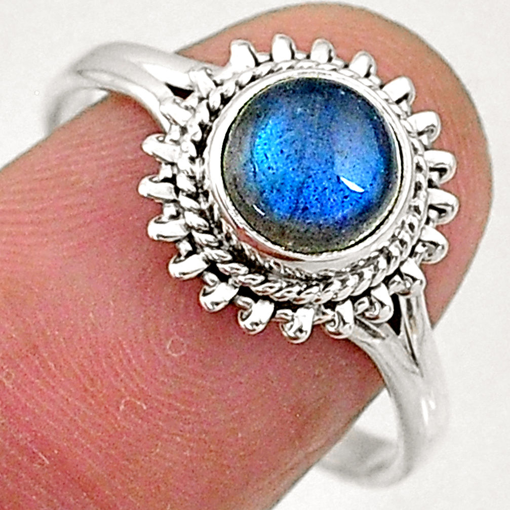 2.42cts natural blue labradorite 925 sterling silver solitaire ring size 9 t5095