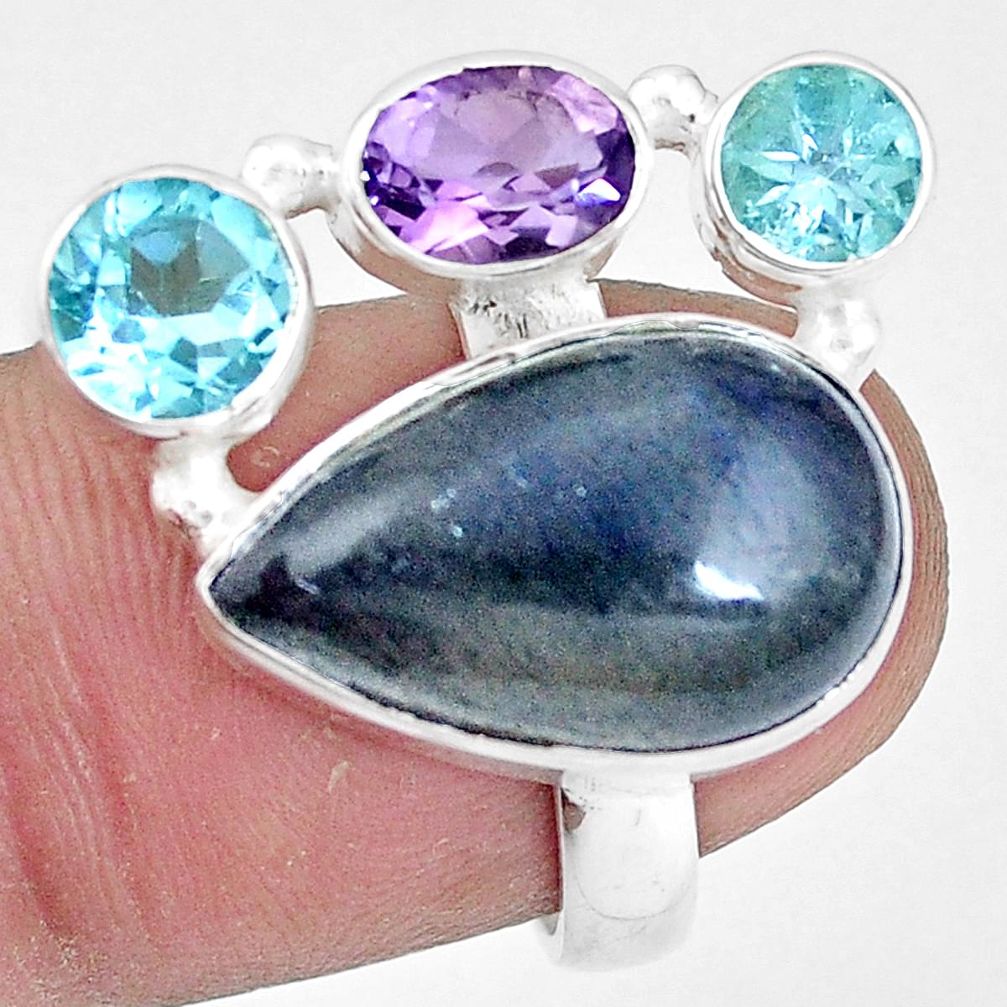  blue labradorite amethyst topaz 925 silver ring size 6.5 p10927