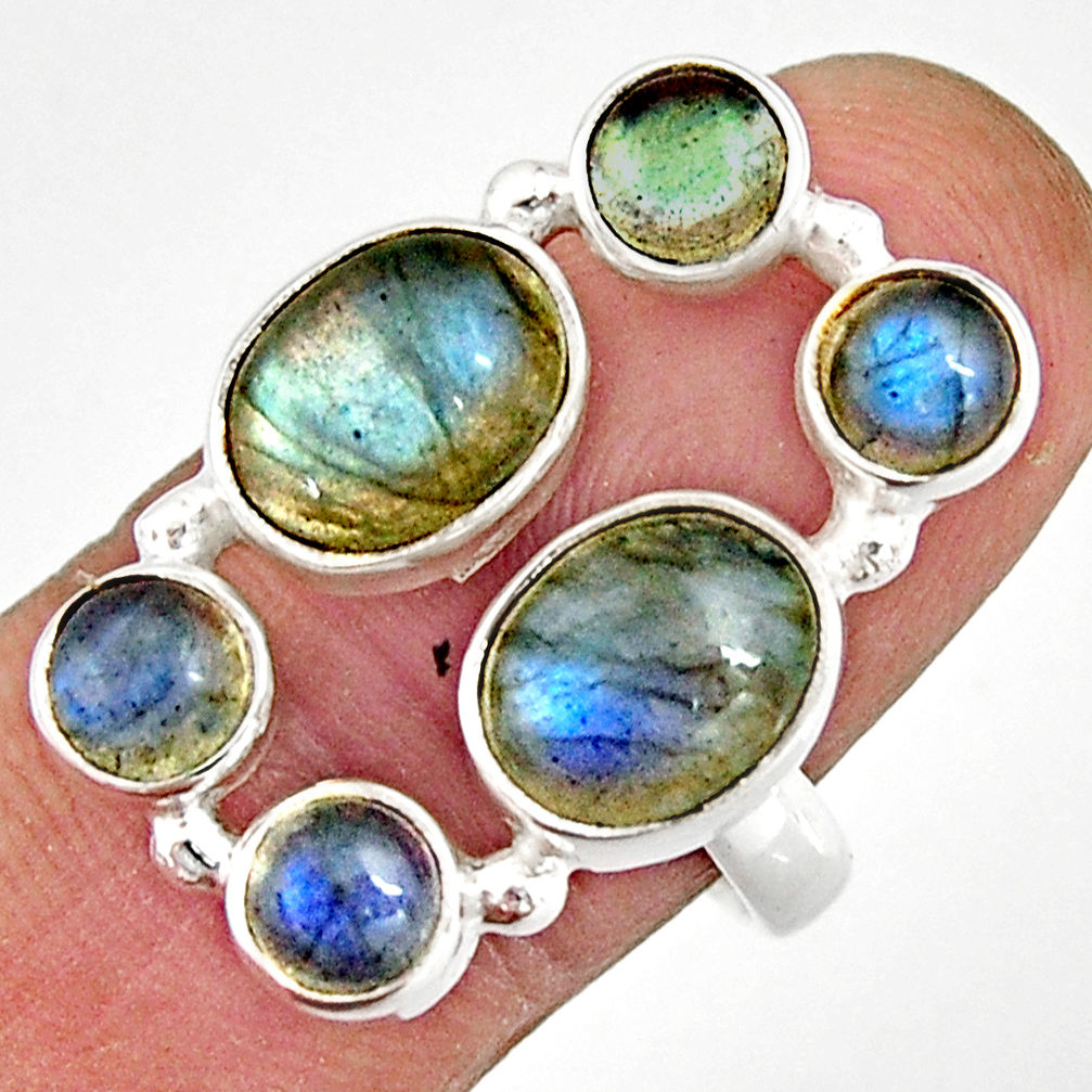 7.09cts natural blue labradorite oval 925 sterling silver ring size 8.5 r21160