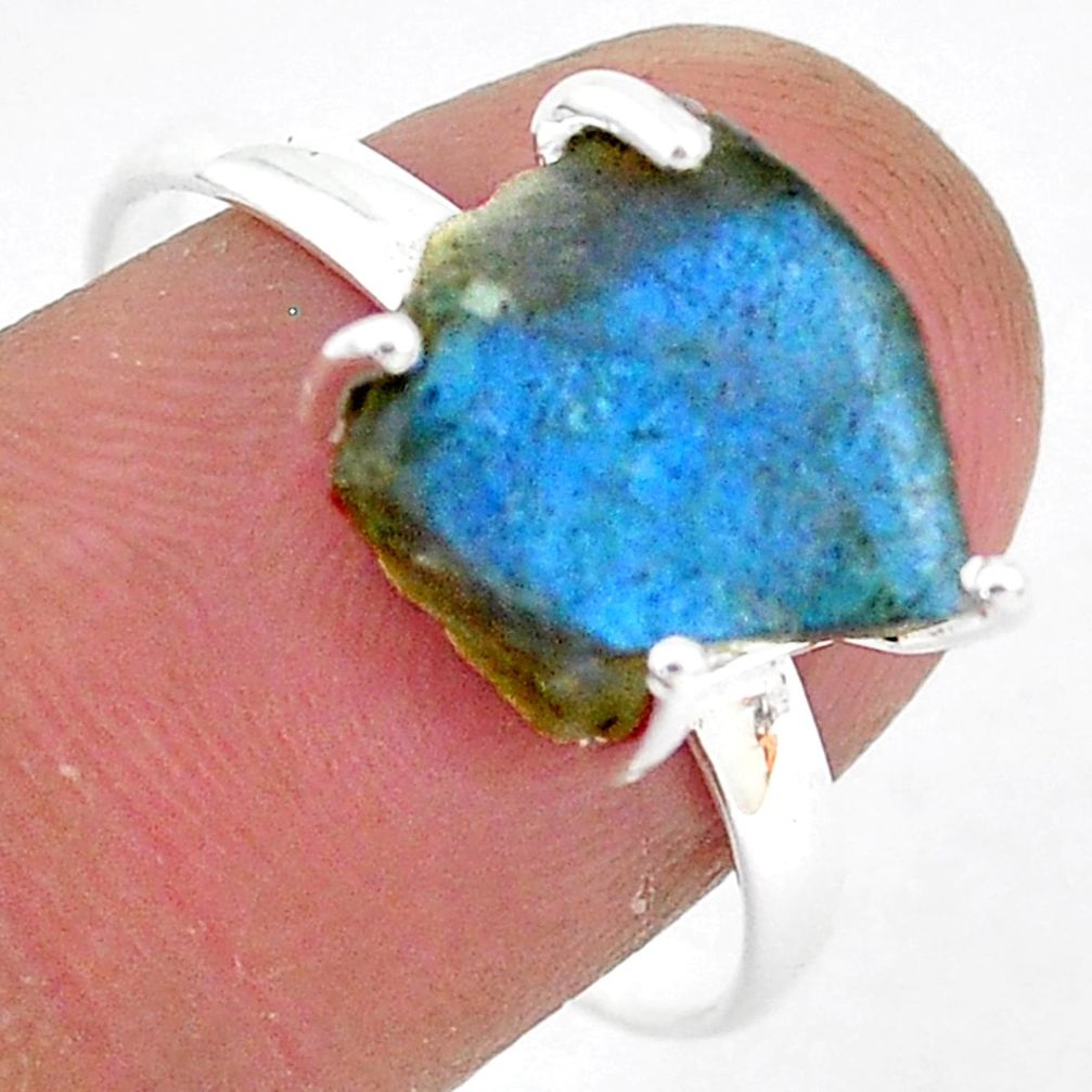 6.62cts natural blue labradorite slice 925 silver solitaire ring size 9 r95481