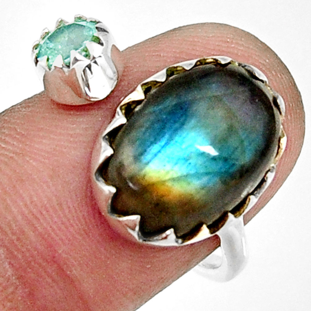 7.50cts natural blue labradorite topaz 925 silver adjustable ring size 7 r33367