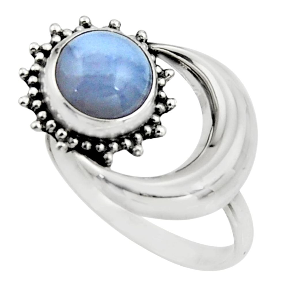 3.51cts natural blue lace agate 925 silver solitaire ring size 7.5 r26606