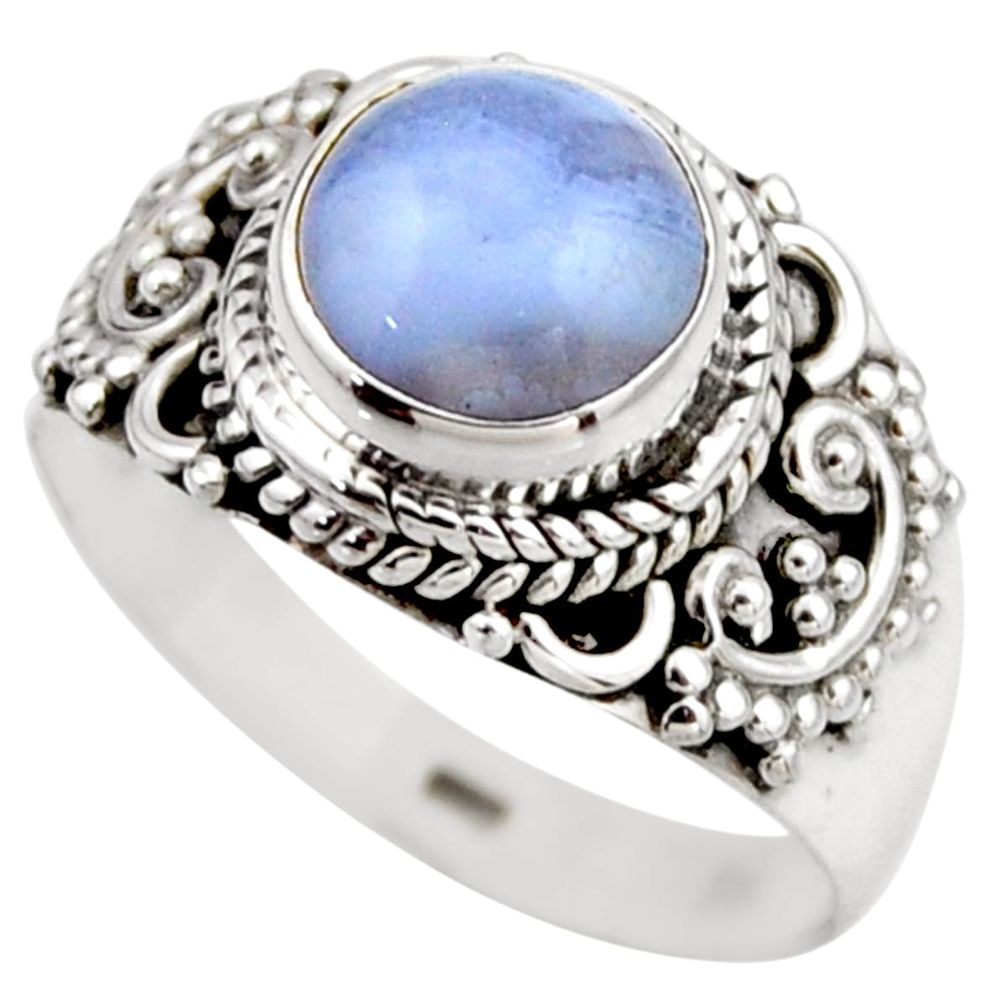 3.62cts natural blue lace agate 925 silver solitaire ring size 7.5 r53475
