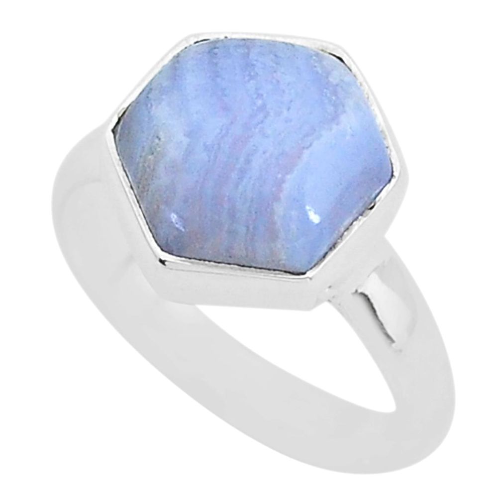 4.97cts natural blue lace agate 925 sterling silver ring jewelry size 7 t4119