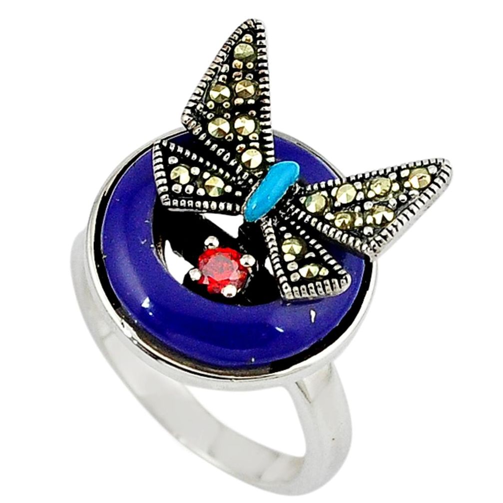 Natural blue lapis 925 sterling silver butterfly ring jewelry size 7.5 c16099