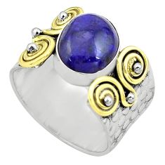Clearance Sale- Natural blue lapis lazuli 925 silver sterling solitaire ring size 9.5 p81046
