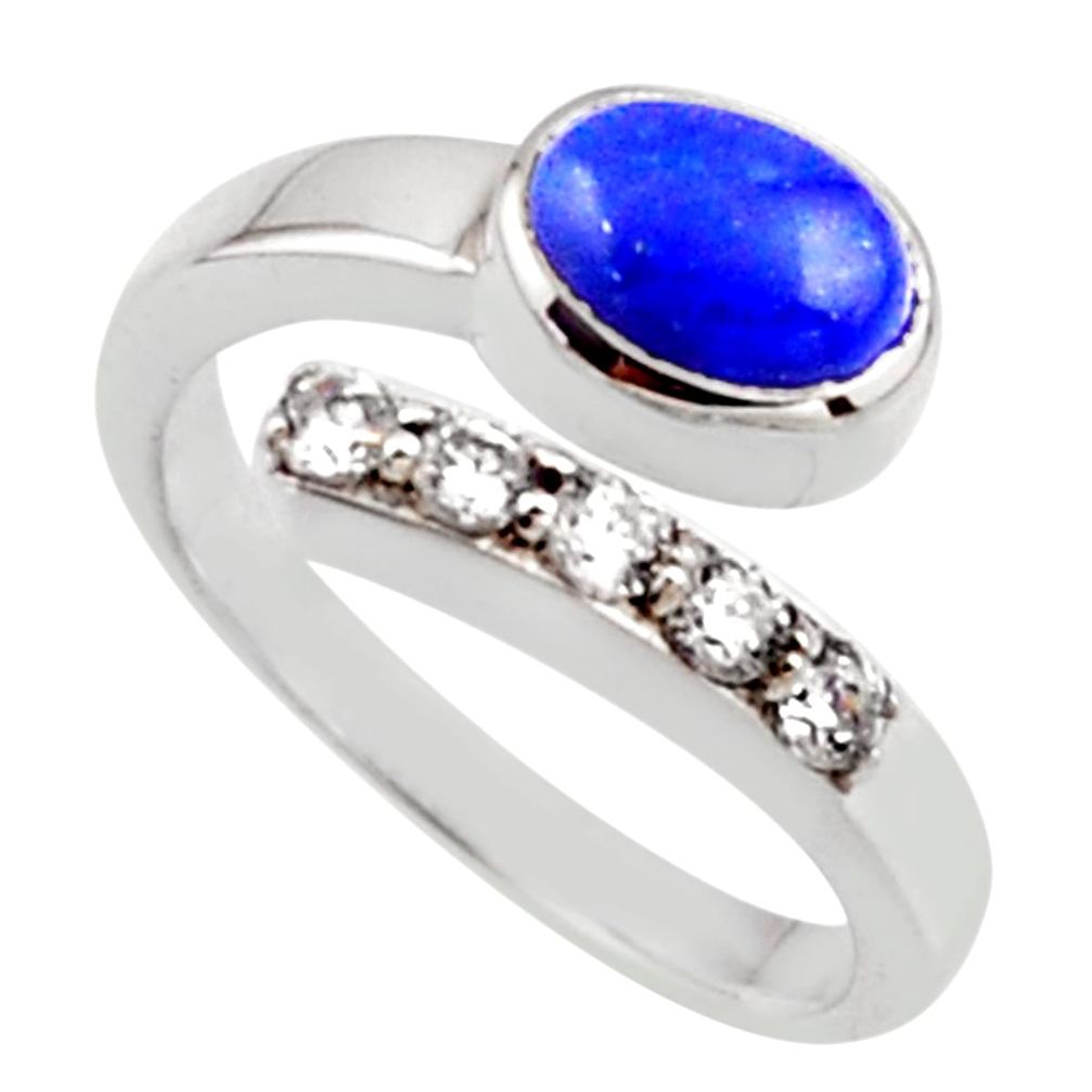 3.75cts natural blue lapis lazuli 925 silver adjustable ring size 8.5 r54573