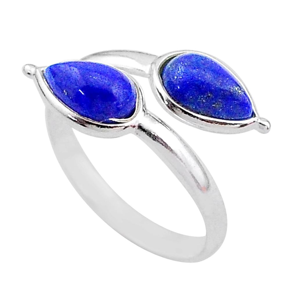 3.64cts natural blue lapis lazuli 925 silver adjustable ring size 7 t1664