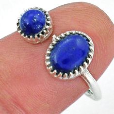 2.73cts natural blue lapis lazuli 925 silver adjustable ring size 7.5 y18316