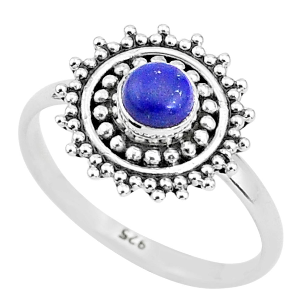 0.72cts natural blue lapis lazuli 925 silver solitaire ring jewelry size 9 t4033