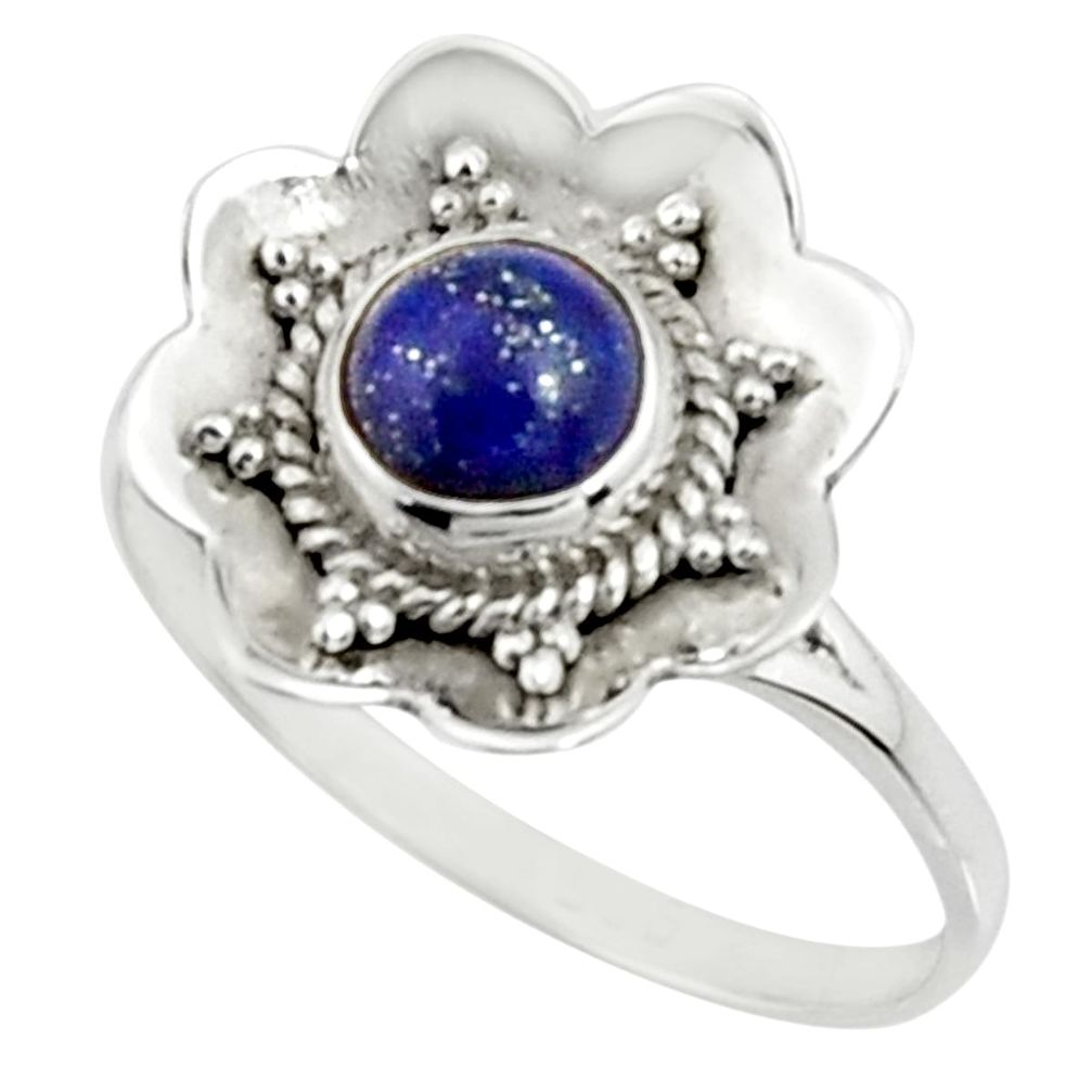 1.45cts natural blue lapis lazuli 925 silver solitaire ring size 8.5 r22210