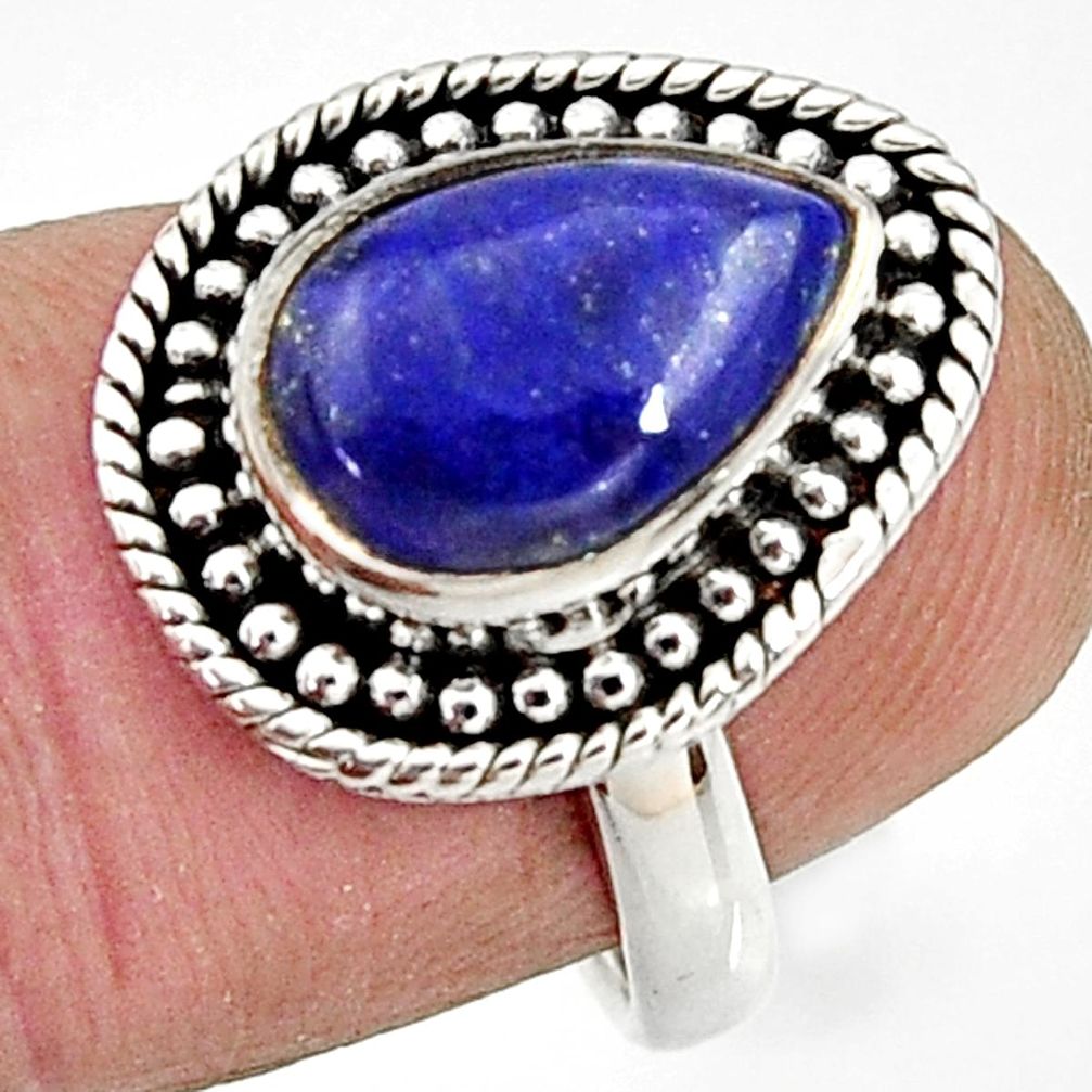 4.53cts natural blue lapis lazuli 925 silver solitaire ring size 6.5 r24886