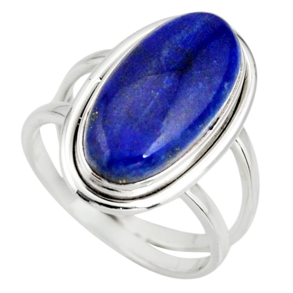 6.62cts natural blue lapis lazuli 925 silver solitaire ring size 7.5 r27141