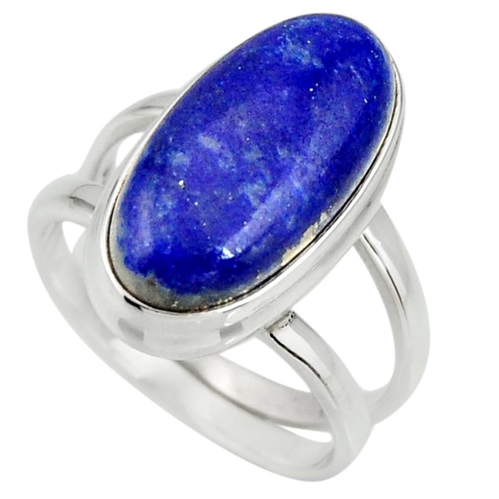 6.83cts natural blue lapis lazuli 925 silver solitaire ring size 6.5 r27146