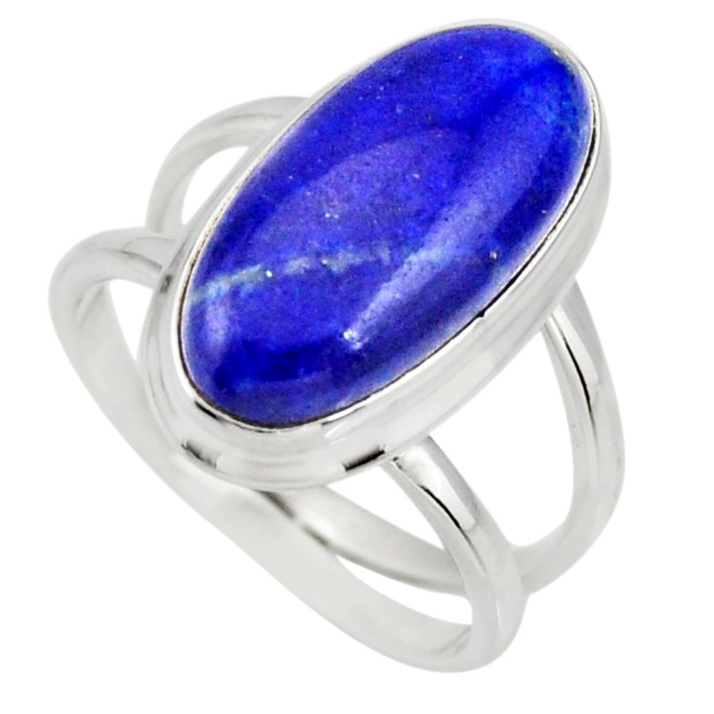 6.58cts natural blue lapis lazuli 925 silver solitaire ring size 7.5 r27147