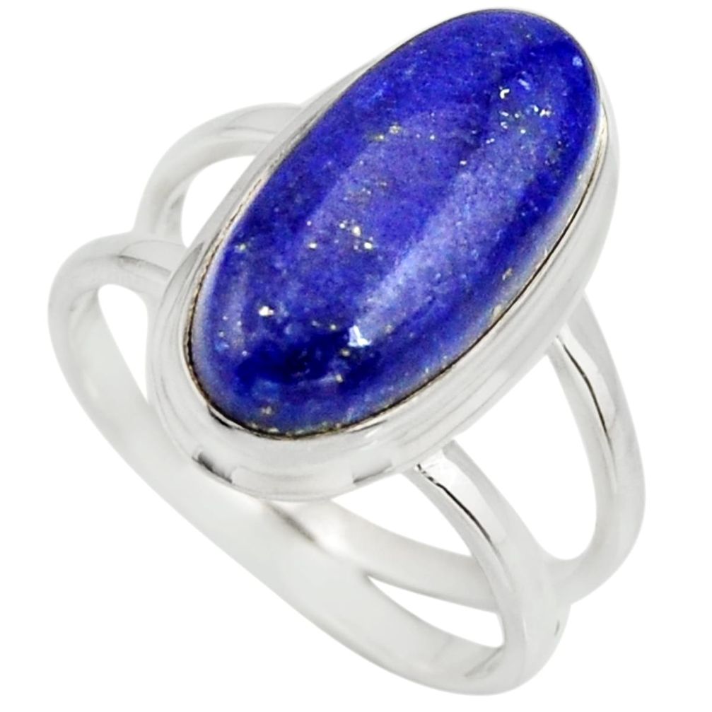 6.63cts natural blue lapis lazuli 925 silver solitaire ring size 8.5 r27150