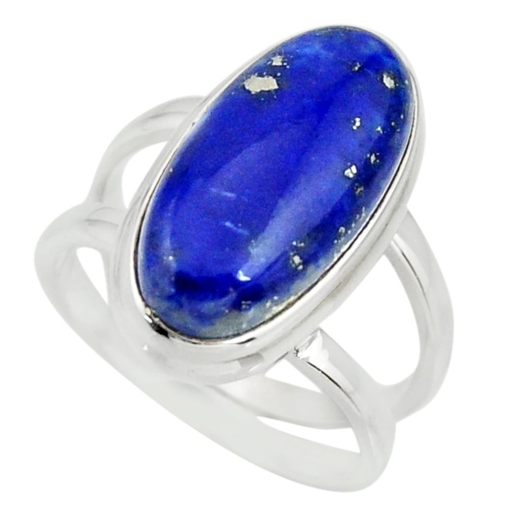 6.48cts natural blue lapis lazuli 925 silver solitaire ring size 6.5 r27157