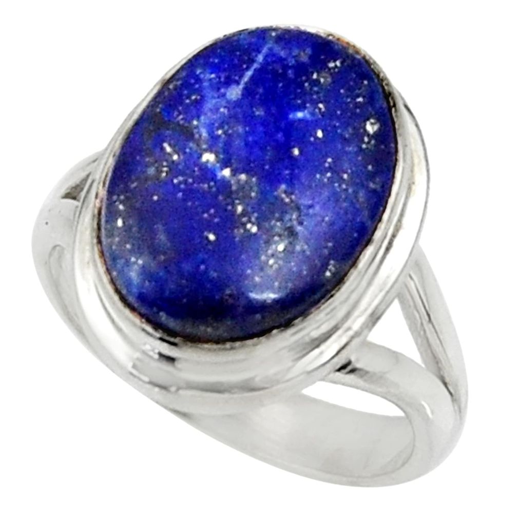 10.81cts natural blue lapis lazuli 925 silver solitaire ring size 6.5 r28246