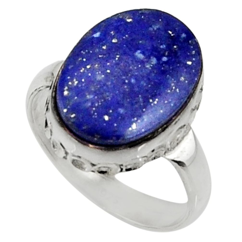 8.91cts natural blue lapis lazuli 925 silver solitaire ring size 6.5 r28249